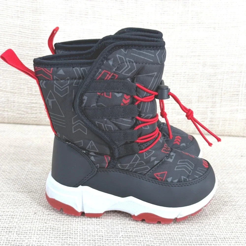 Merence Kids Black Red Faux Fur Lined Snow Boots Size EU 28‎ US 11 Toddler